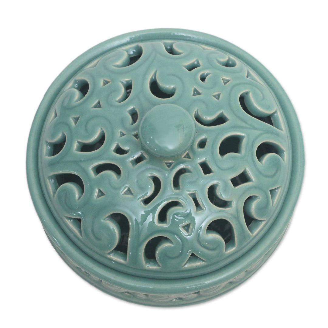 Traditional Porcelain Mosquito Coil Holder Handmade in Bali - Flowing Calm