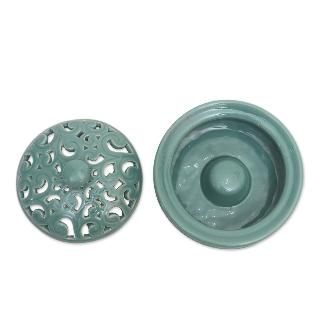 Traditional Porcelain Mosquito Coil Holder Handmade in Bali - Flowing Calm