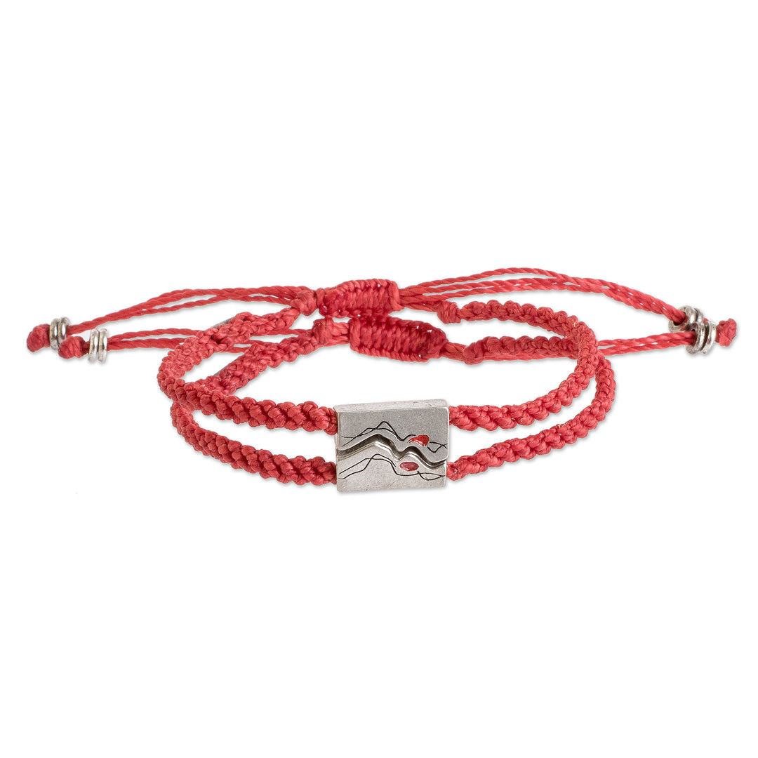 Handmade Abstract Zamac Braided Pendant Bracelets (Set of 2) - Red Coincidence