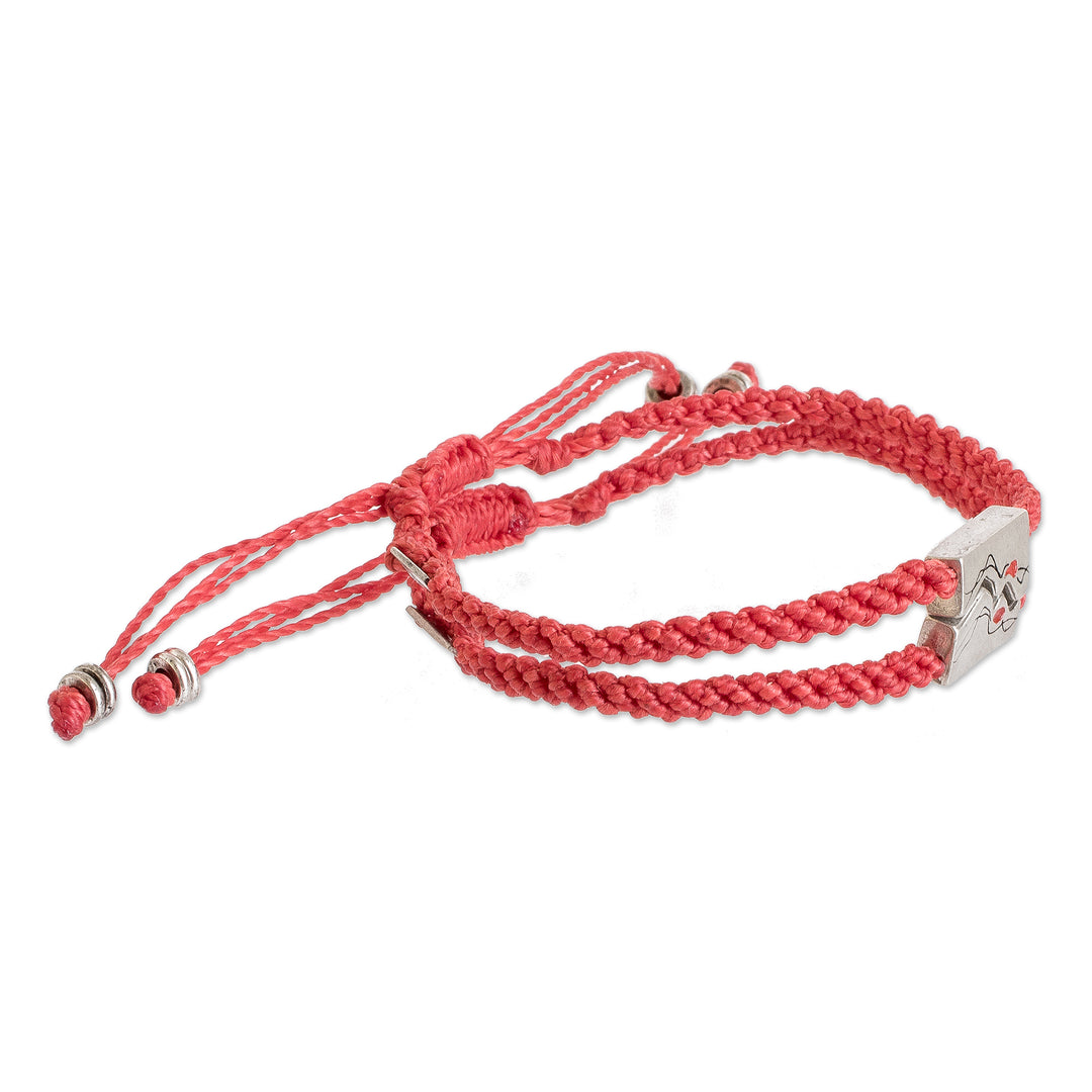 Handmade Abstract Zamac Braided Pendant Bracelets (Set of 2) - Red Coincidence