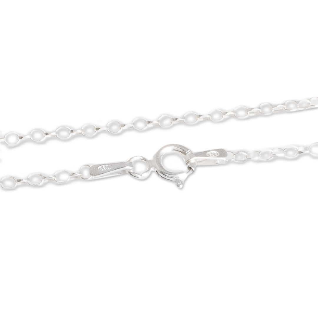 925 Silver Necklace with Rhombus-Shaped Green Jade Pendant - Rhombus in Green