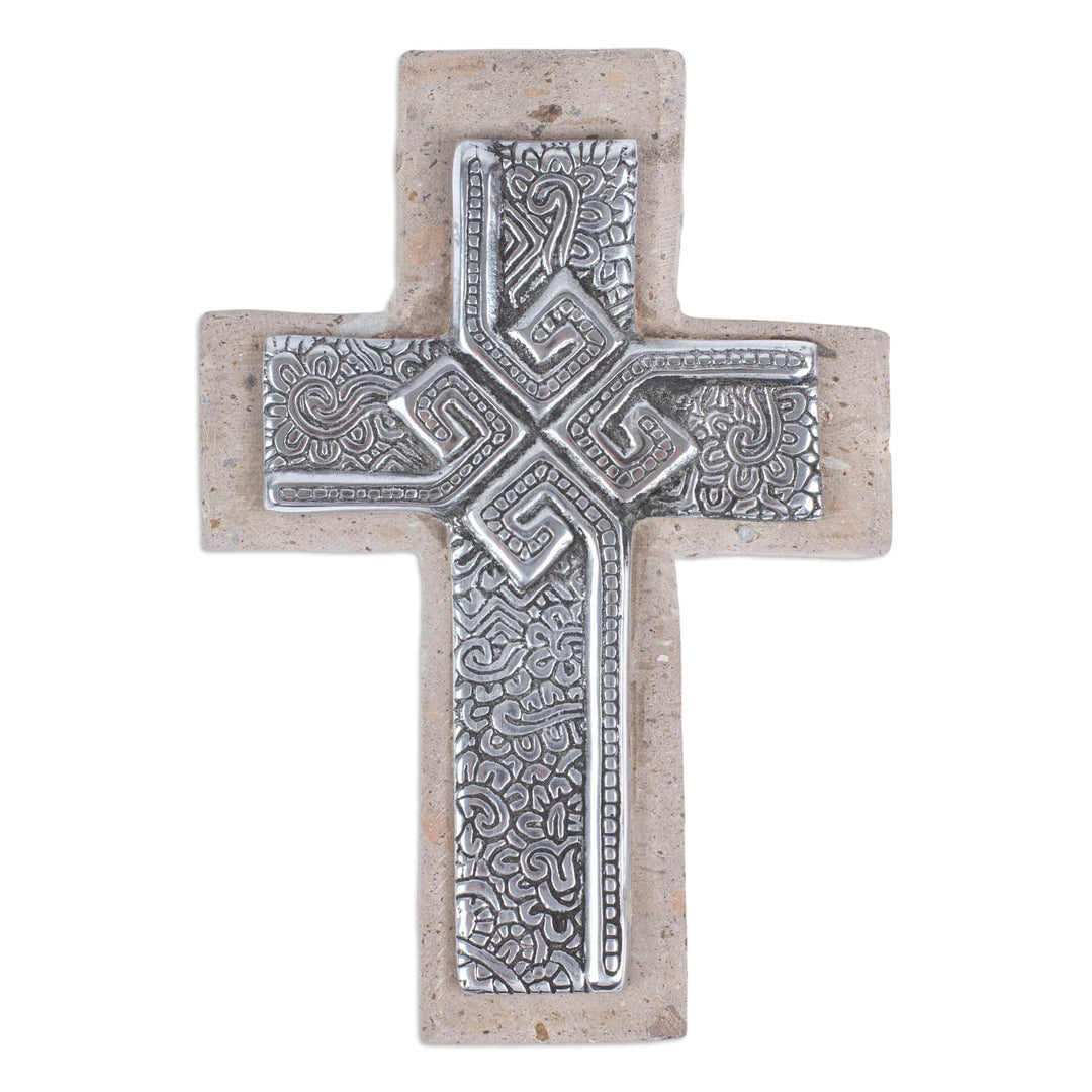 Eco-Friendly Pewter and Reclaimed Stone Wall Cross - Timeless Faith