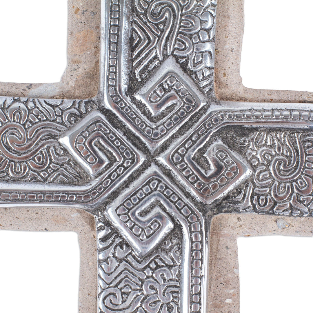 Eco-Friendly Pewter and Reclaimed Stone Wall Cross - Timeless Faith