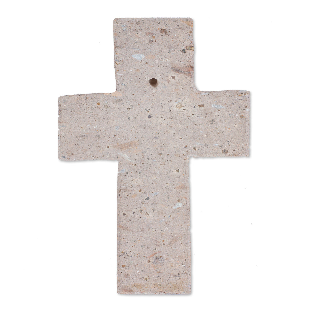 Handcrafted Classic Pewter and Reclaimed Stone Wall Cross - Timeless Faith