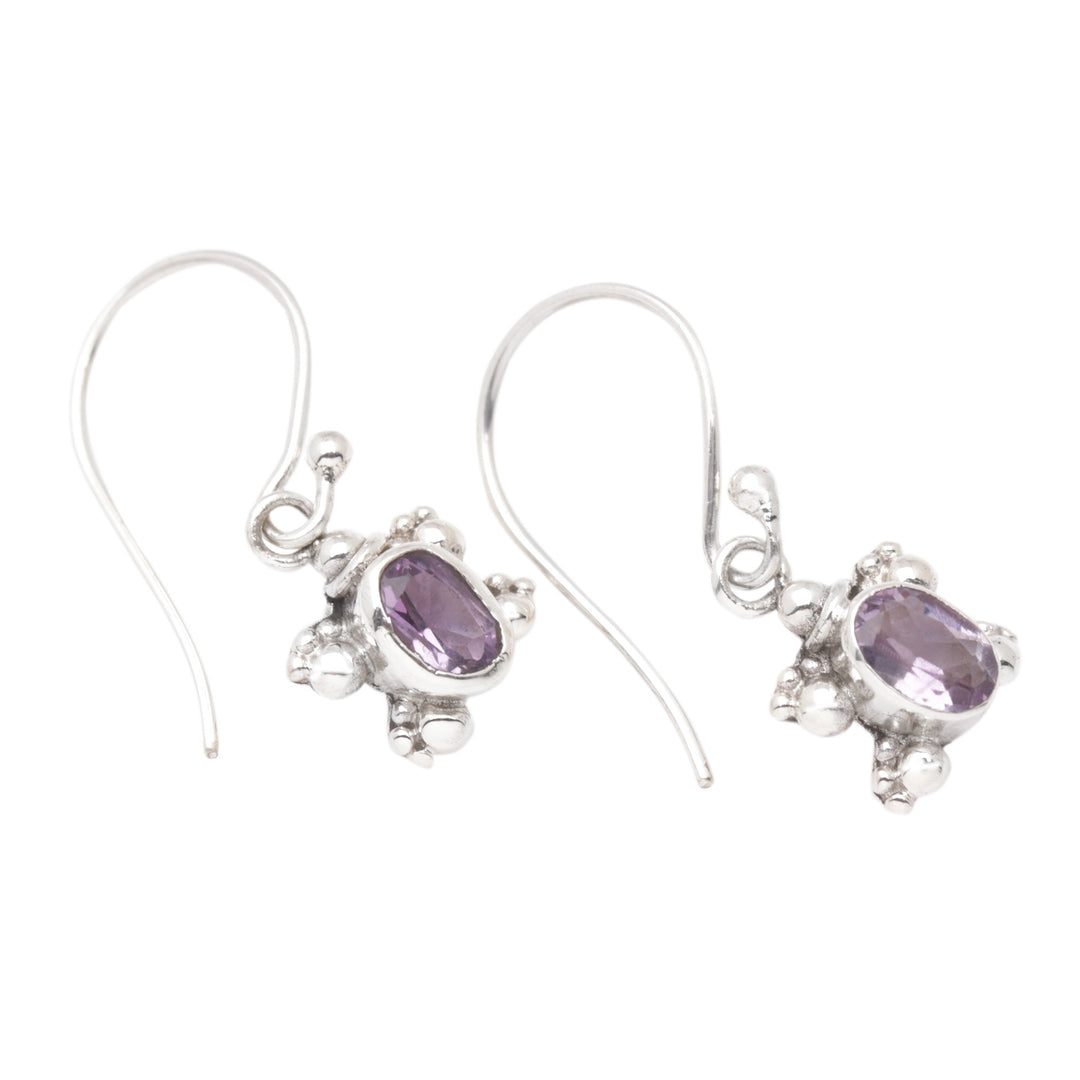 Faceted Amethyst Tortoise Dangle Earrings Crafted in Bali - Tiny Purple Sage