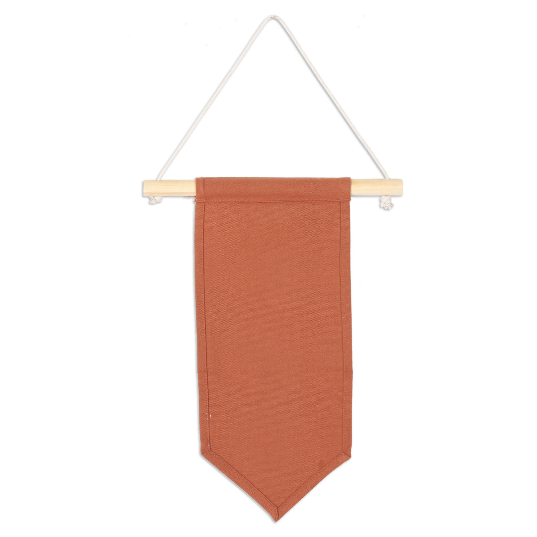 Printed Inspirational Brown Cotton Wall Hanging from India - Bee Yourself