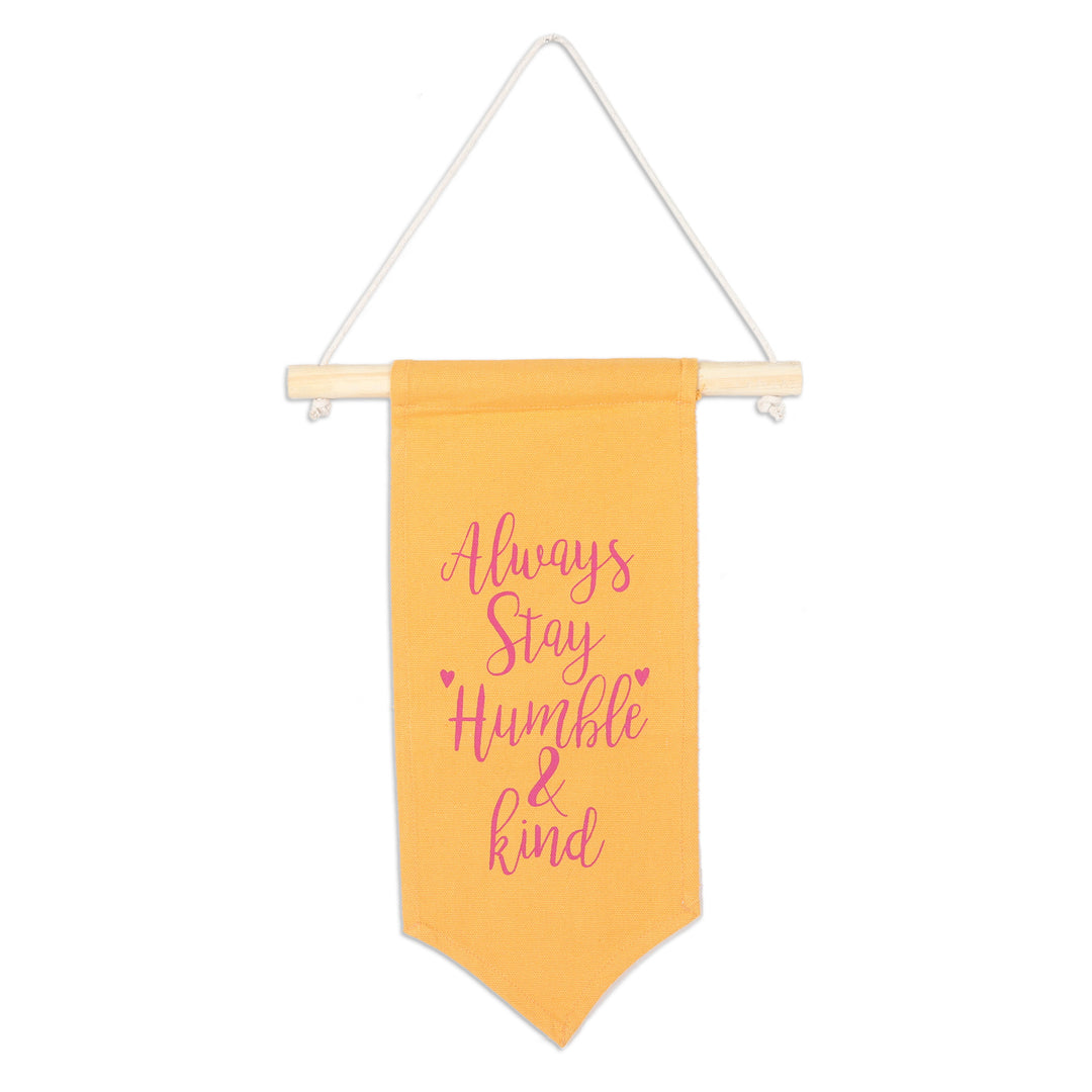 Printed Inspirational Orange Cotton Wall Hanging from India - Orange Motivation