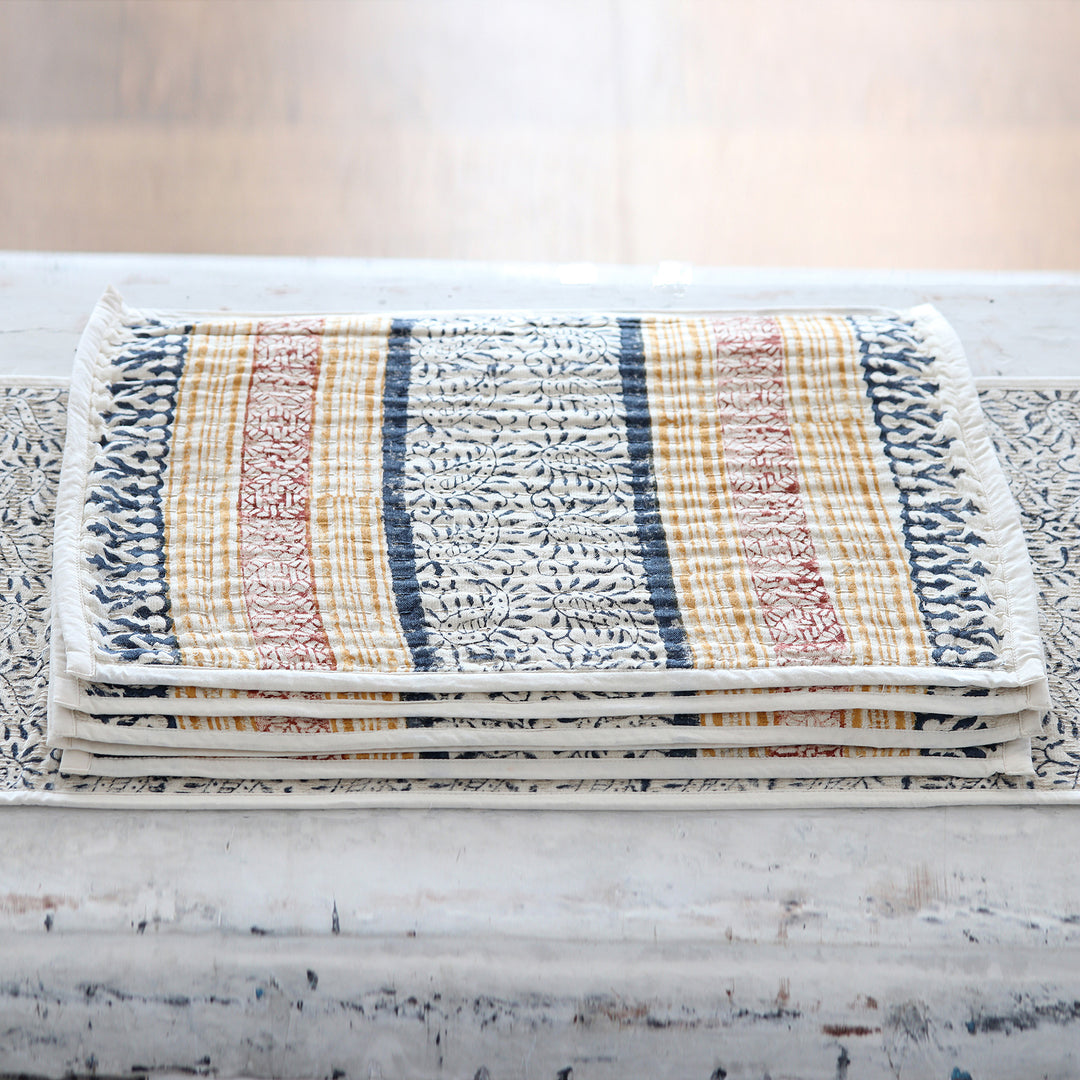 Indian Colorful Cotton Table Runner and Placemats (Set of 5) - Paisley Gala