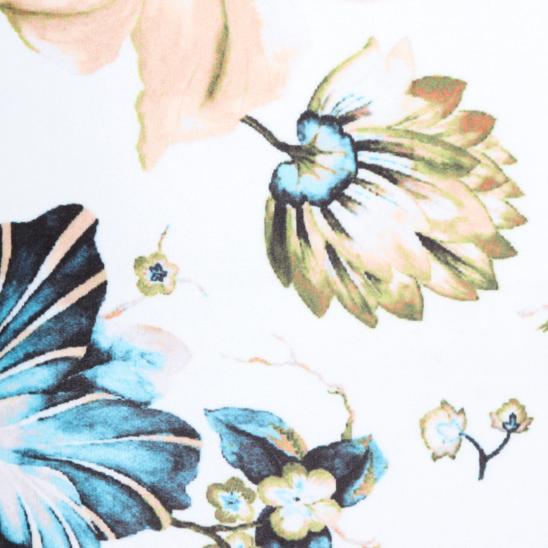 Pair of Printed Floral White Cushion Covers Crafted in India - Delhi Blossoms