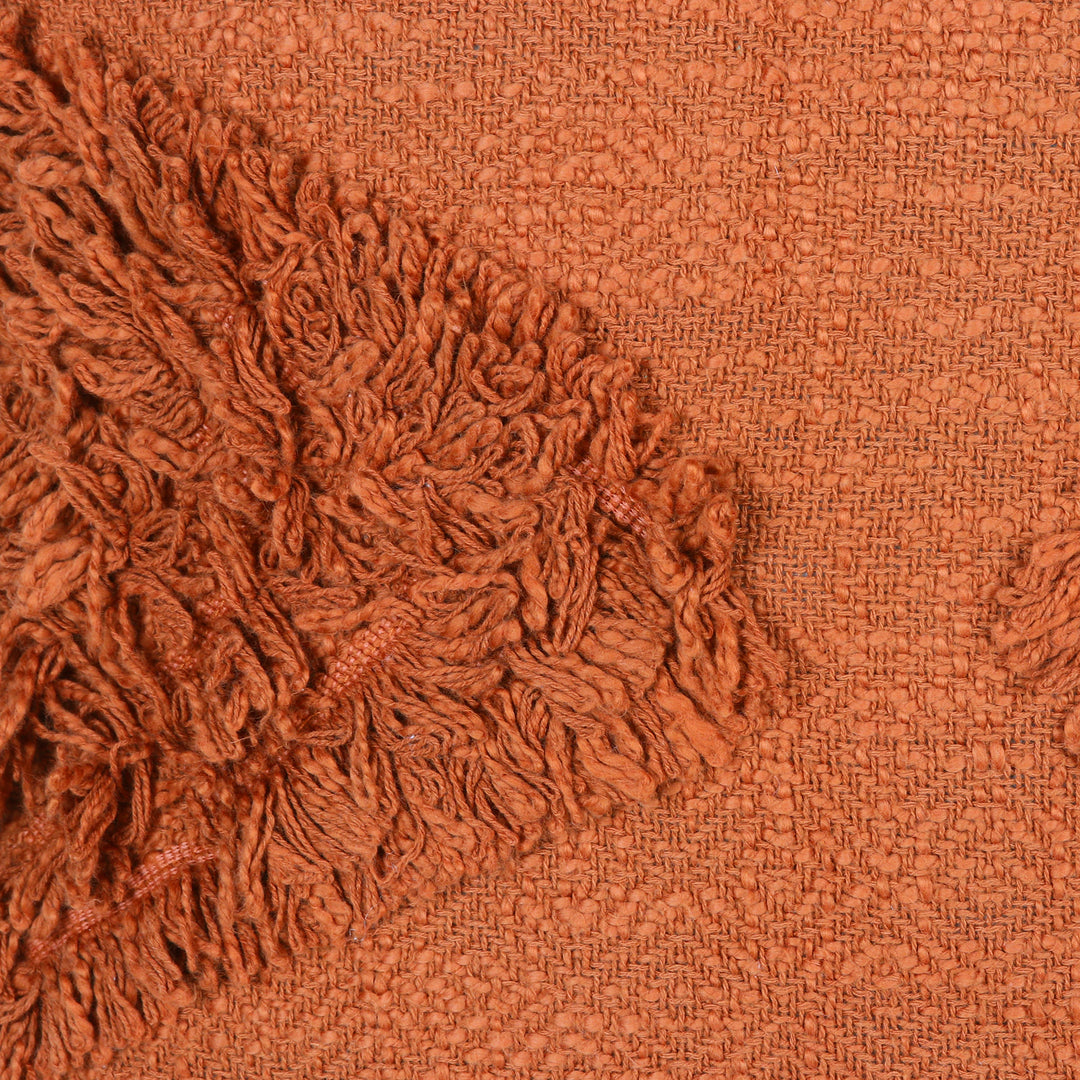 Pair of Embroidered Copper-Toned Cotton Cushion Covers - Copper Delight