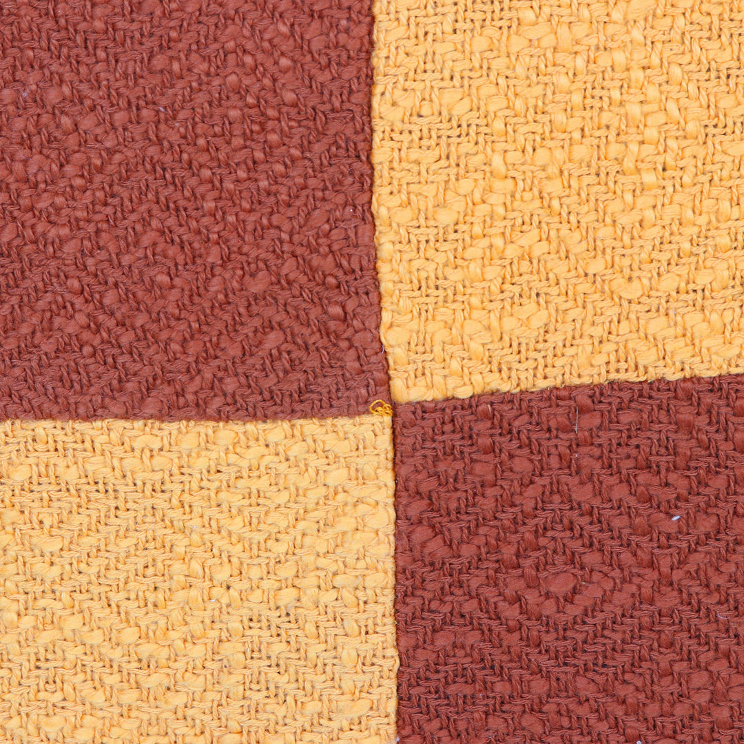 Pair of Geometric Yellow and Orange Cotton Cushion Covers - Warm Geometry