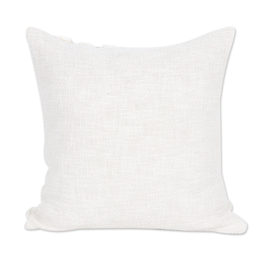 Pair of Cotton Cushion Covers with Ecru Embroidered Details - Ecru Caresses