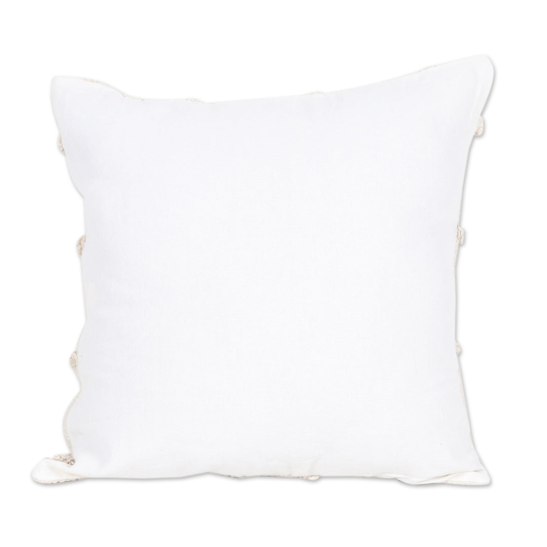 Pair of Ecru Cotton Cushion Covers with Embroidered Details - Ecru Tunnels