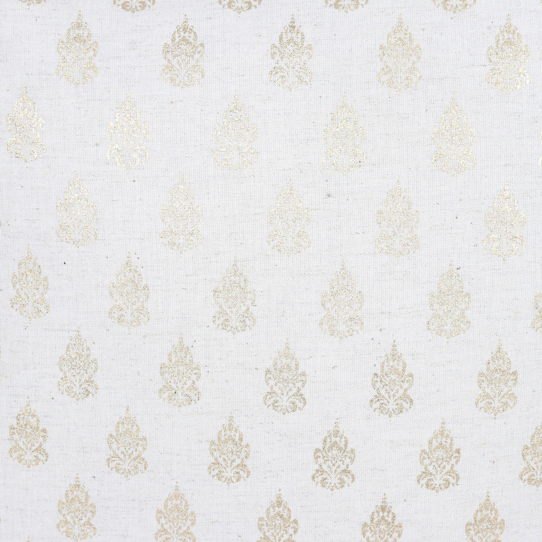 Pair of Cotton Cushion Covers with Golden Floral Motifs - Golden Spring