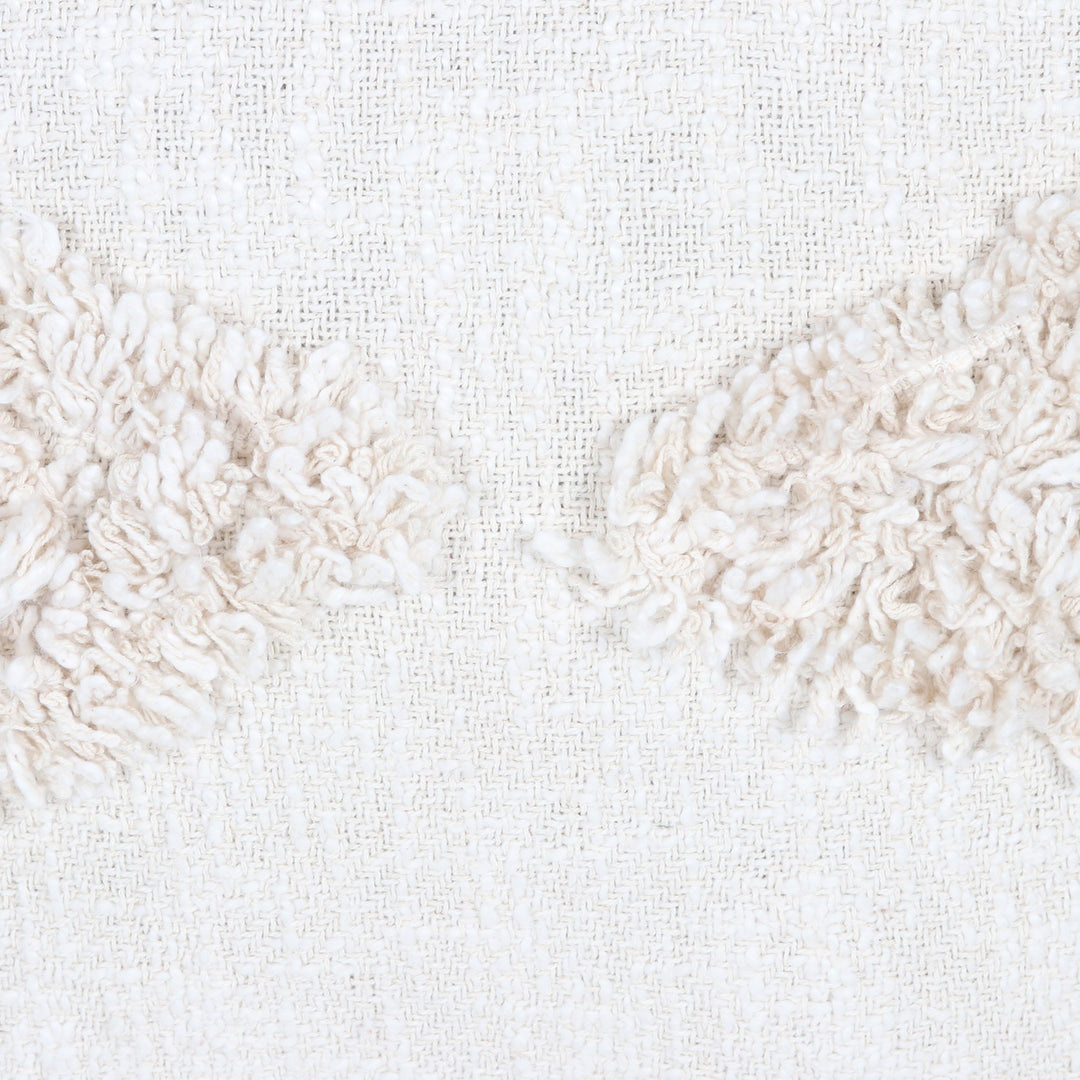 Pair of Embroidered Alabaster-Toned Cotton Cushion Covers - Alabaster Delight