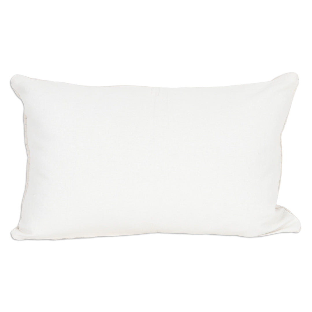 Pair of Vanilla Viscose Shell and Zari Thread Cushion Covers - Vanilla Comfort