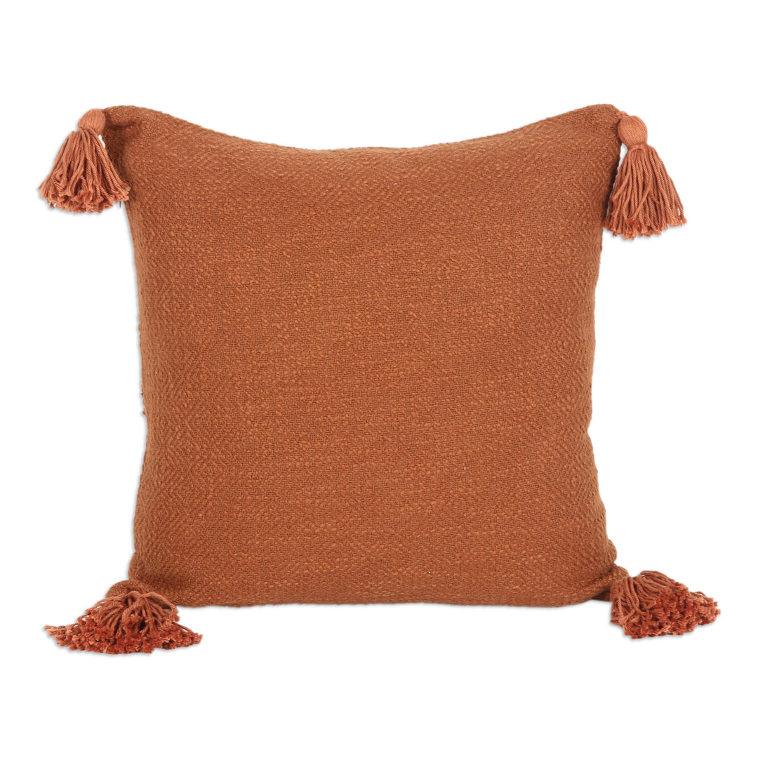 Pair of Geometric Copper Embroidered Cotton Cushion Covers - Copper Diamonds