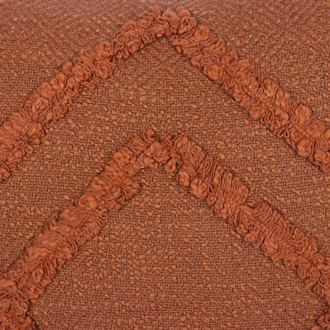 Pair of Geometric Copper Embroidered Cotton Cushion Covers - Copper Diamonds