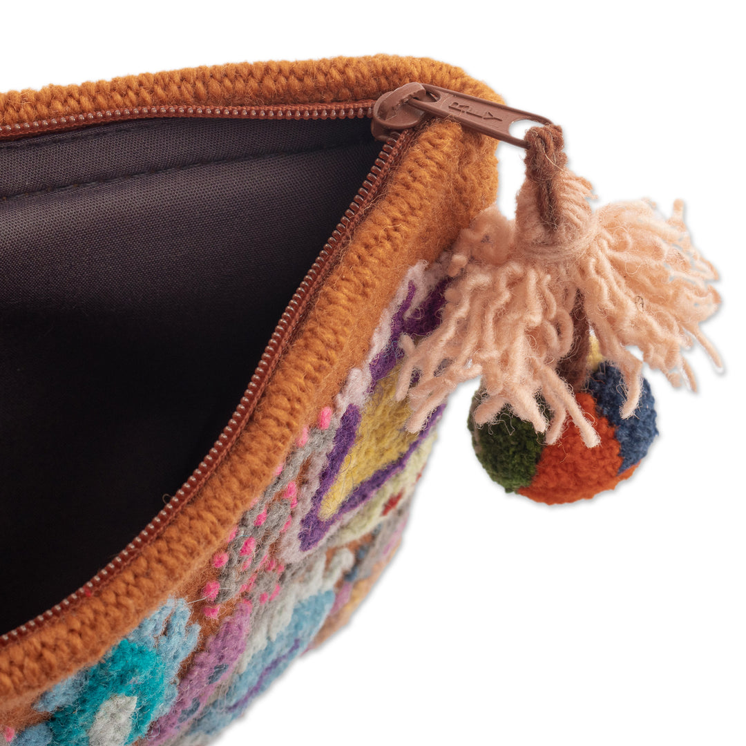 100% Alpaca Cosmetic Bag with Classic Embroidered Details - Classic Andes