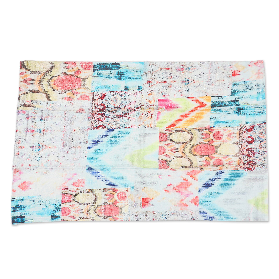 Pair of Ikat Printed Cotton Dish Towels Crafted in India - Ikat Celebration