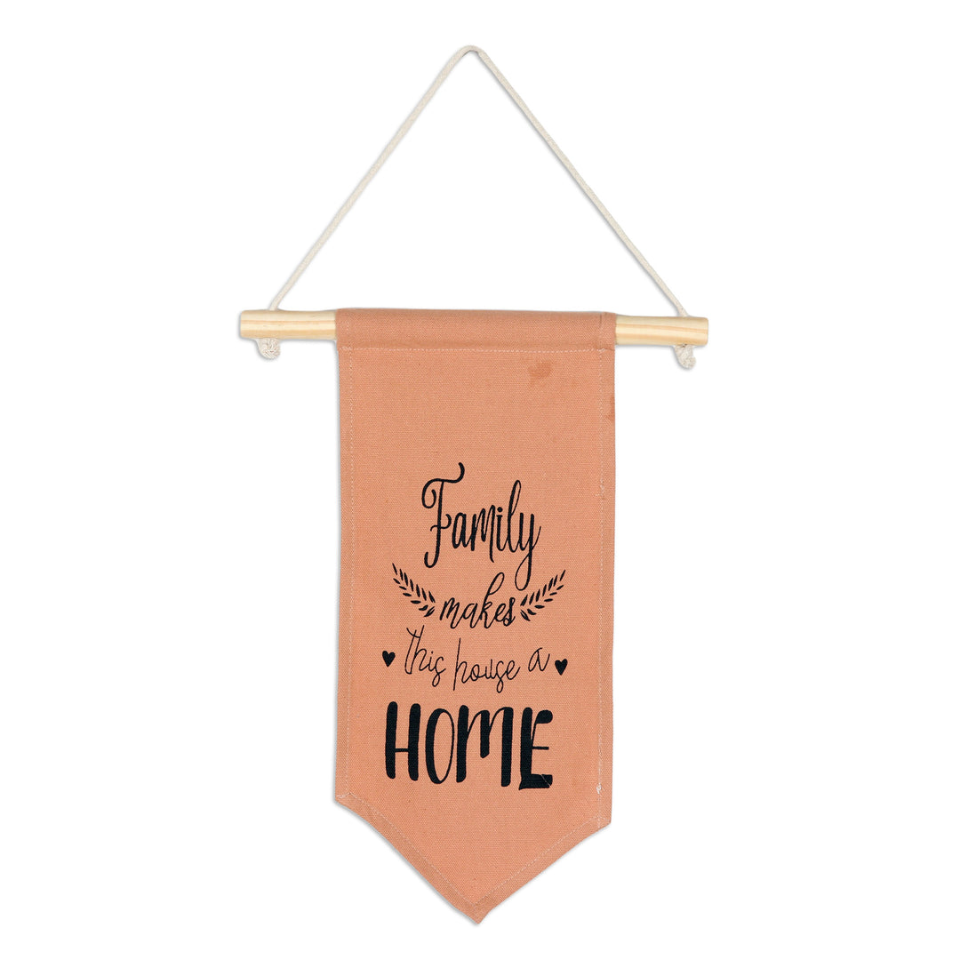 Printed Family Inspirational Brown Cotton Wall Hanging - Love Motivation