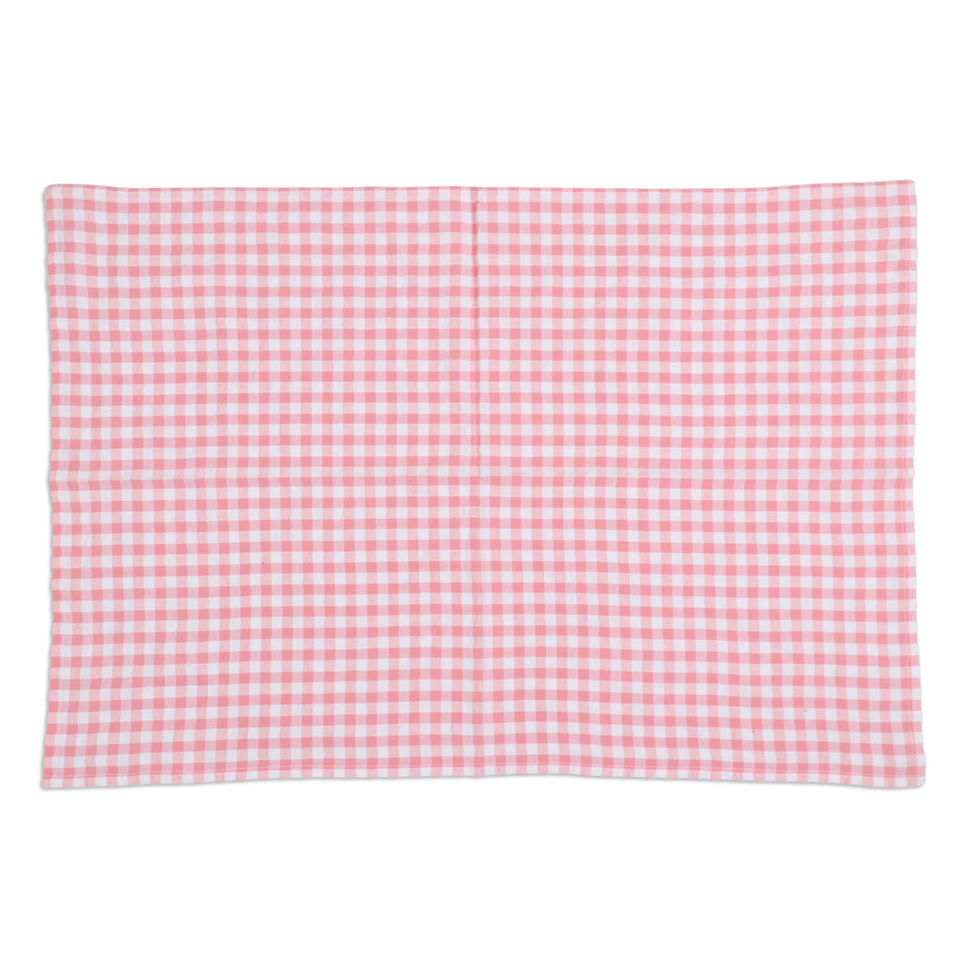Set of 3 Pink Checkered Cotton Dish Towels with Laces - Pink Affection