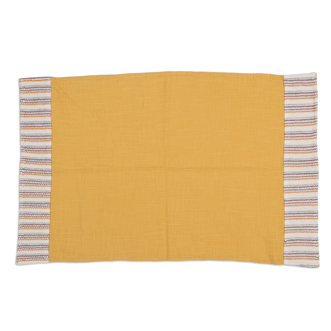 Set of 3 Warm Toned Cotton Dish Towels with Striped Details - Vivacious Evenings