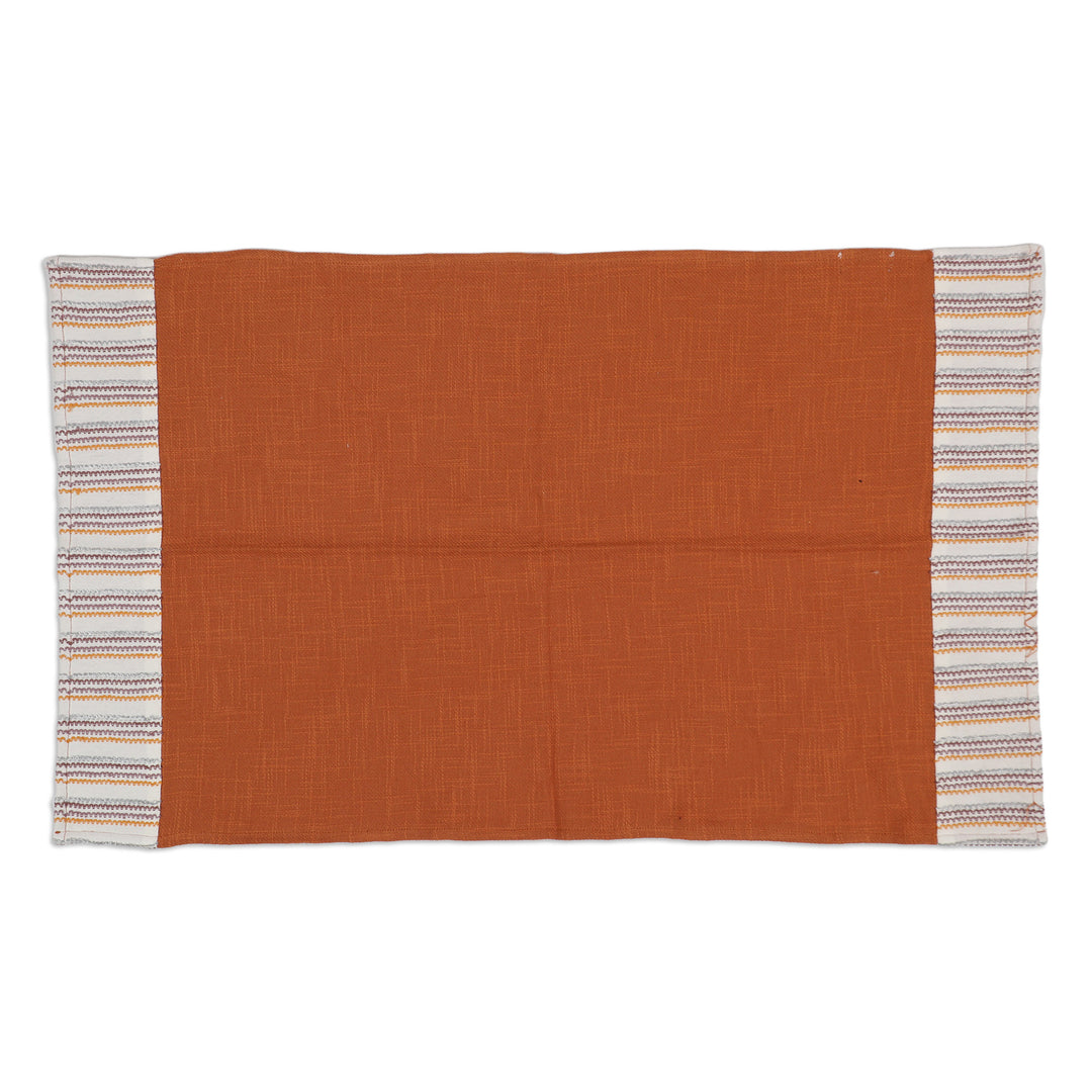 Set of 3 Warm Toned Cotton Dish Towels with Striped Details - Vivacious Evenings