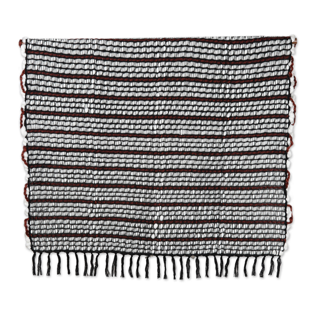 Woven Fringed Russet Throw Blanket with Striped Pattern - Russet Paths