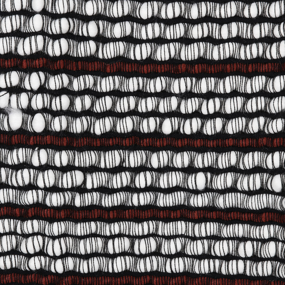 Woven Fringed Russet Throw Blanket with Striped Pattern - Russet Paths