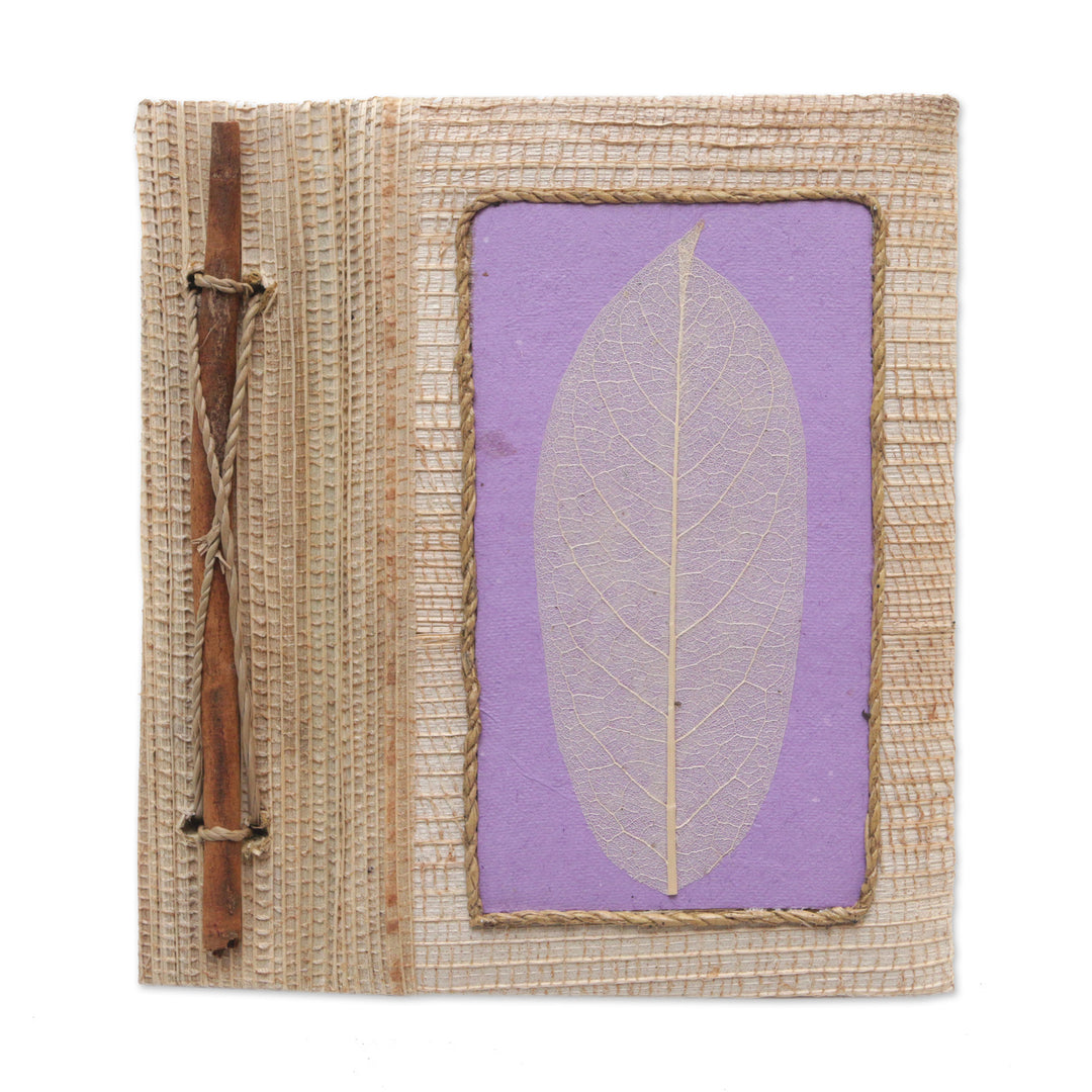 Hand-Crafted Eco-Friendly Natural Fiber Leaf-Themed Journal - Lilac Leaf