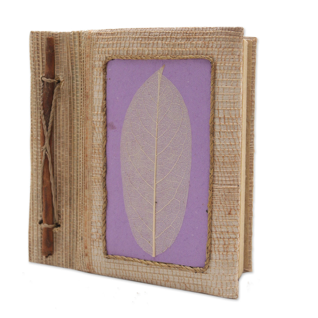 Hand-Crafted Eco-Friendly Natural Fiber Leaf-Themed Journal - Lilac Leaf