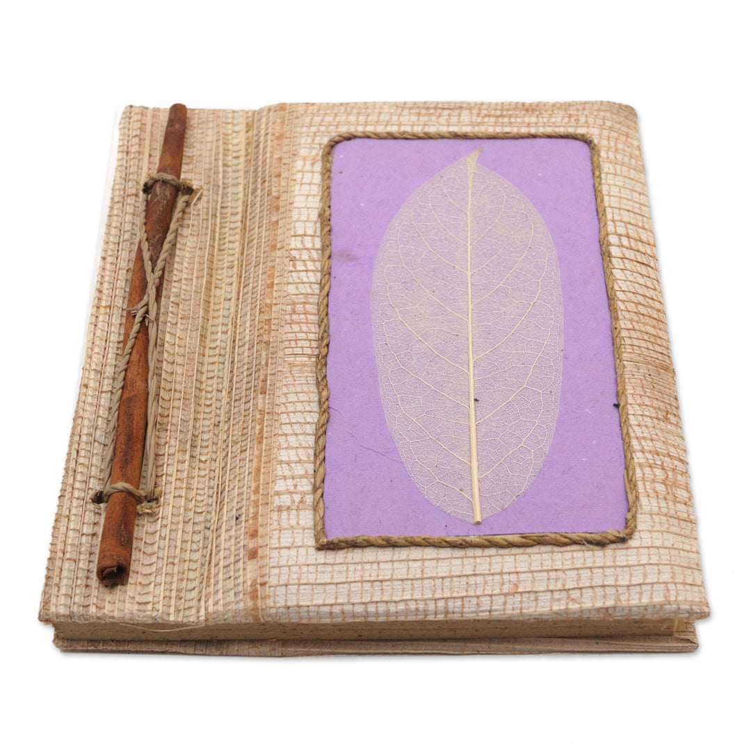 Hand-Crafted Eco-Friendly Natural Fiber Leaf-Themed Journal - Lilac Leaf
