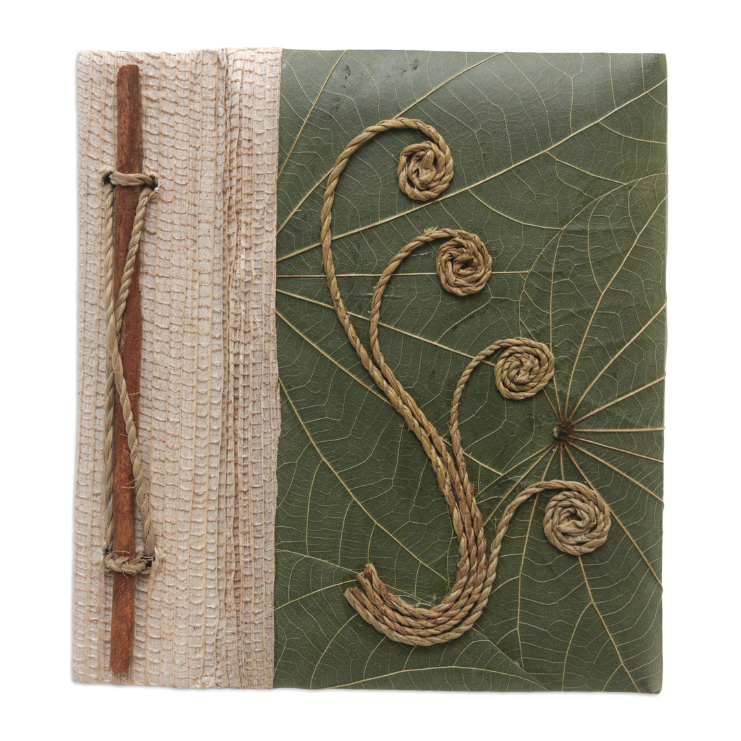 Eco-Friendly Leaf-Themed Journal Handmade from Natural Fiber - Spring Memories
