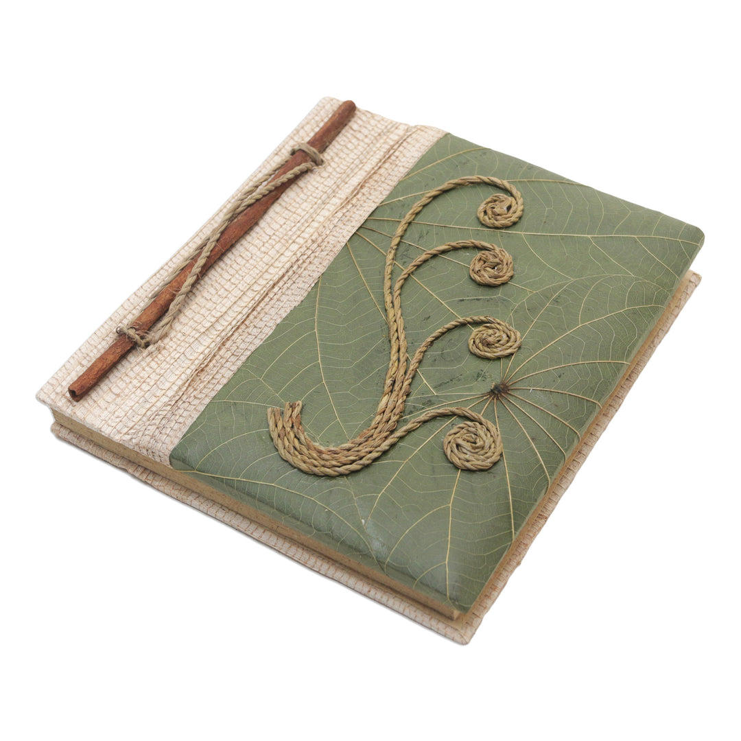 Eco-Friendly Leaf-Themed Journal Handmade from Natural Fiber - Spring Memories