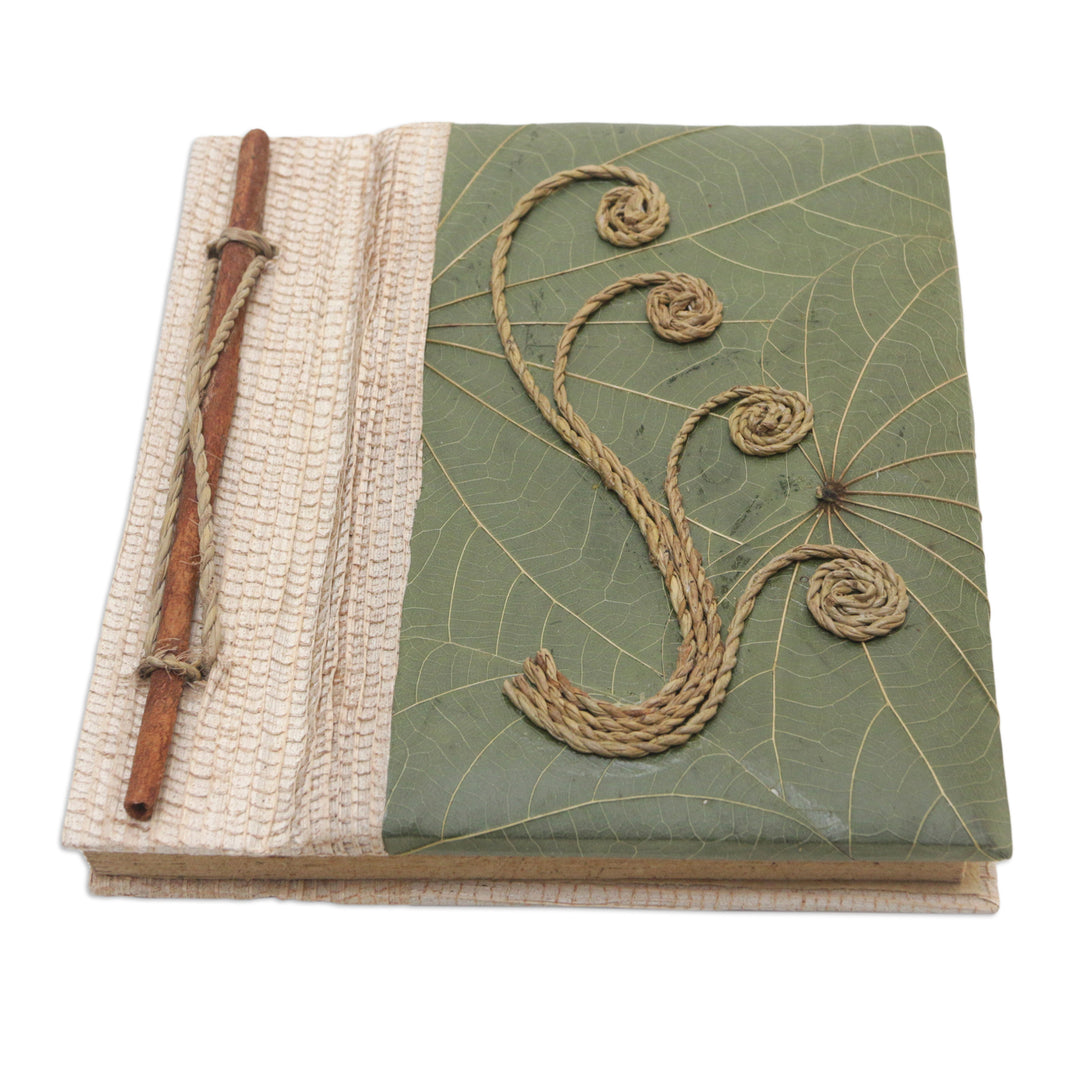 Eco-Friendly Leaf-Themed Journal Handmade from Natural Fiber - Spring Memories