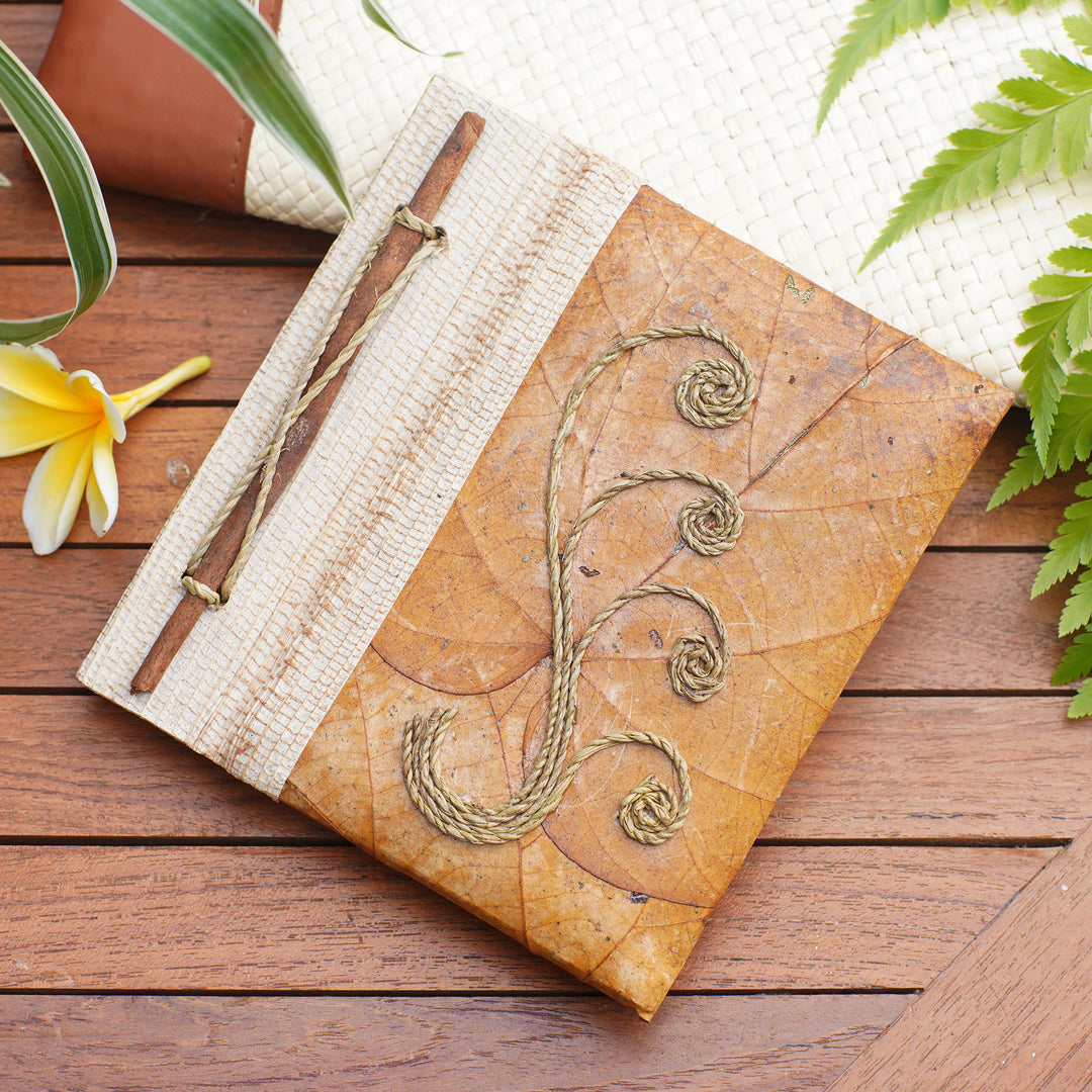 Eco-Friendly Leaf-Themed Journal Handmade from Natural Fiber - Autumn Memories