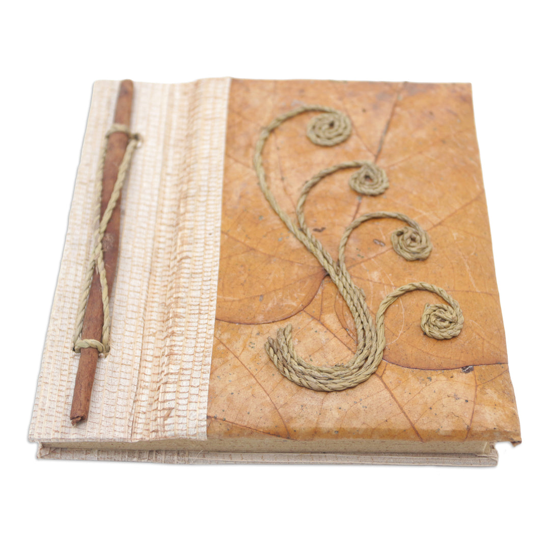 Eco-Friendly Leaf-Themed Journal Handmade from Natural Fiber - Autumn Memories