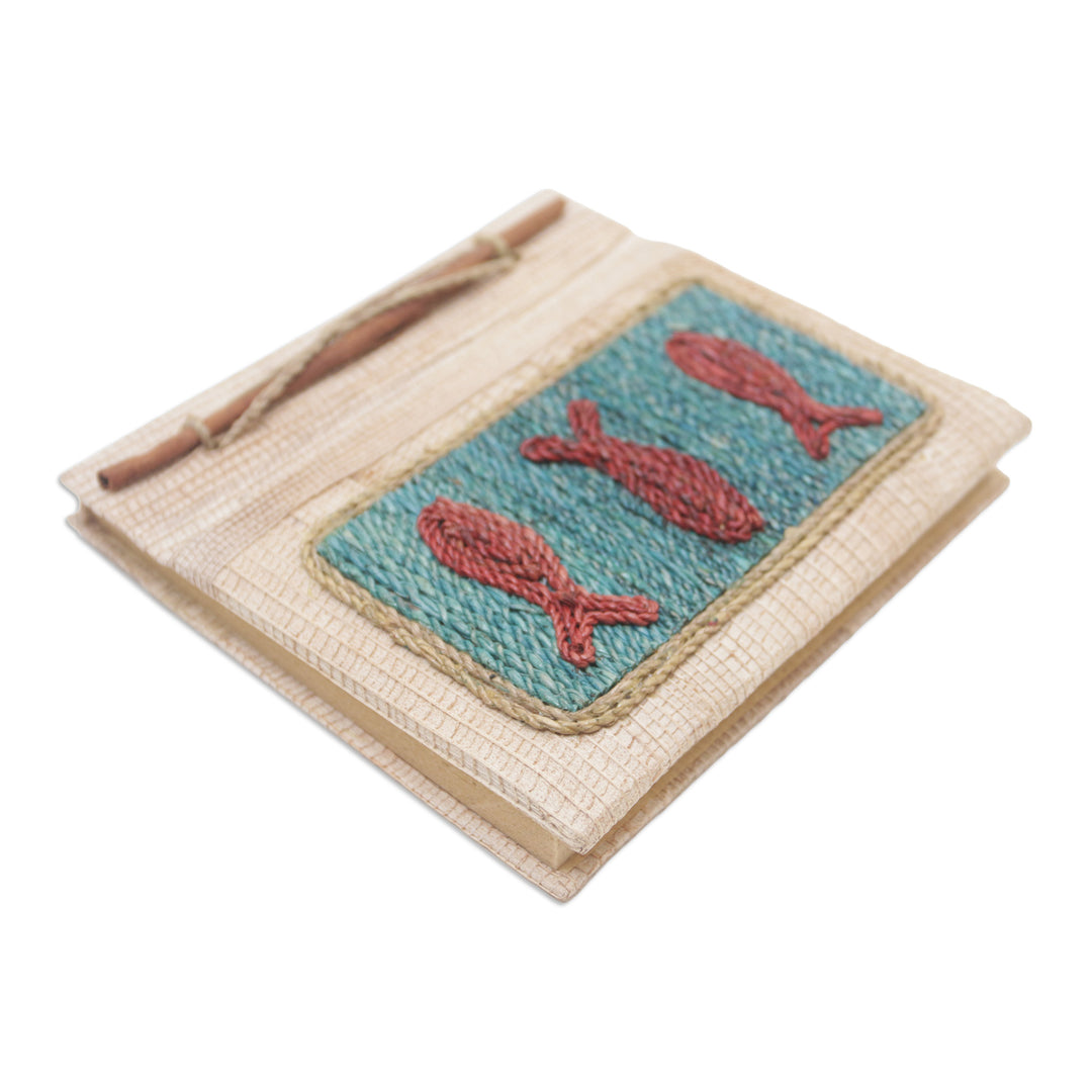 Hand-Crafted Eco-Friendly Natural Fiber Fish-Themed Journal - Swerving Fish