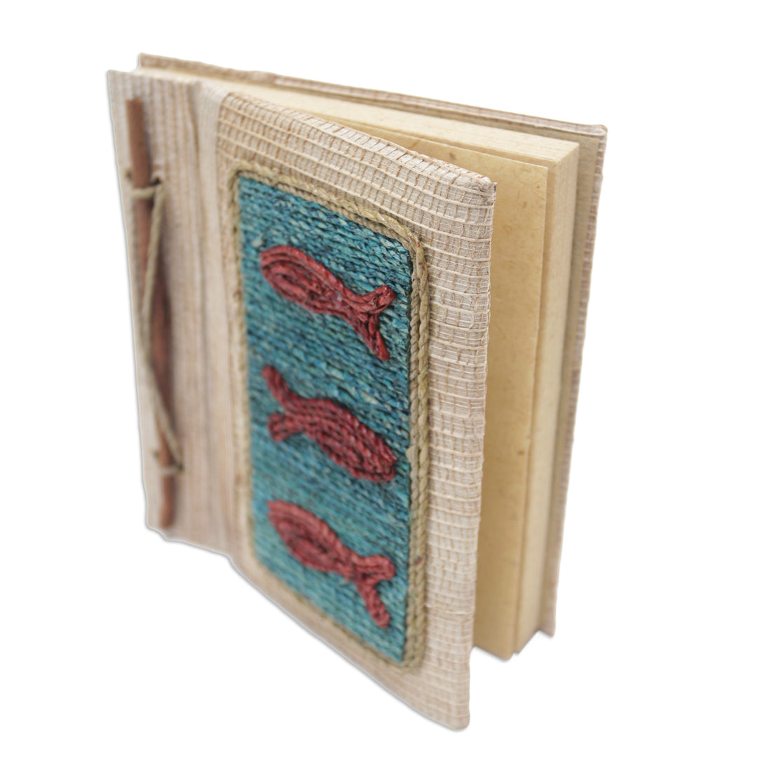 Hand-Crafted Eco-Friendly Natural Fiber Fish-Themed Journal - Swerving Fish