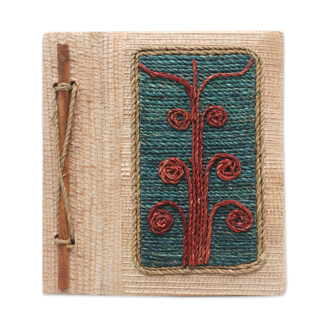 Eco-Friendly Tree-Themed Journal Handmade from Natural Fiber - Spiral Tree