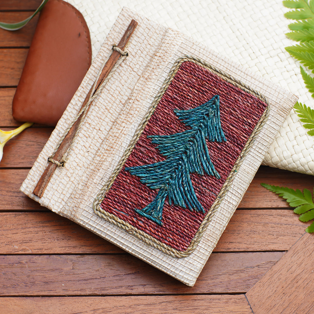Eco-Friendly Handcrafted Tree-Themed Natural Fiber Journal - Forest Memories