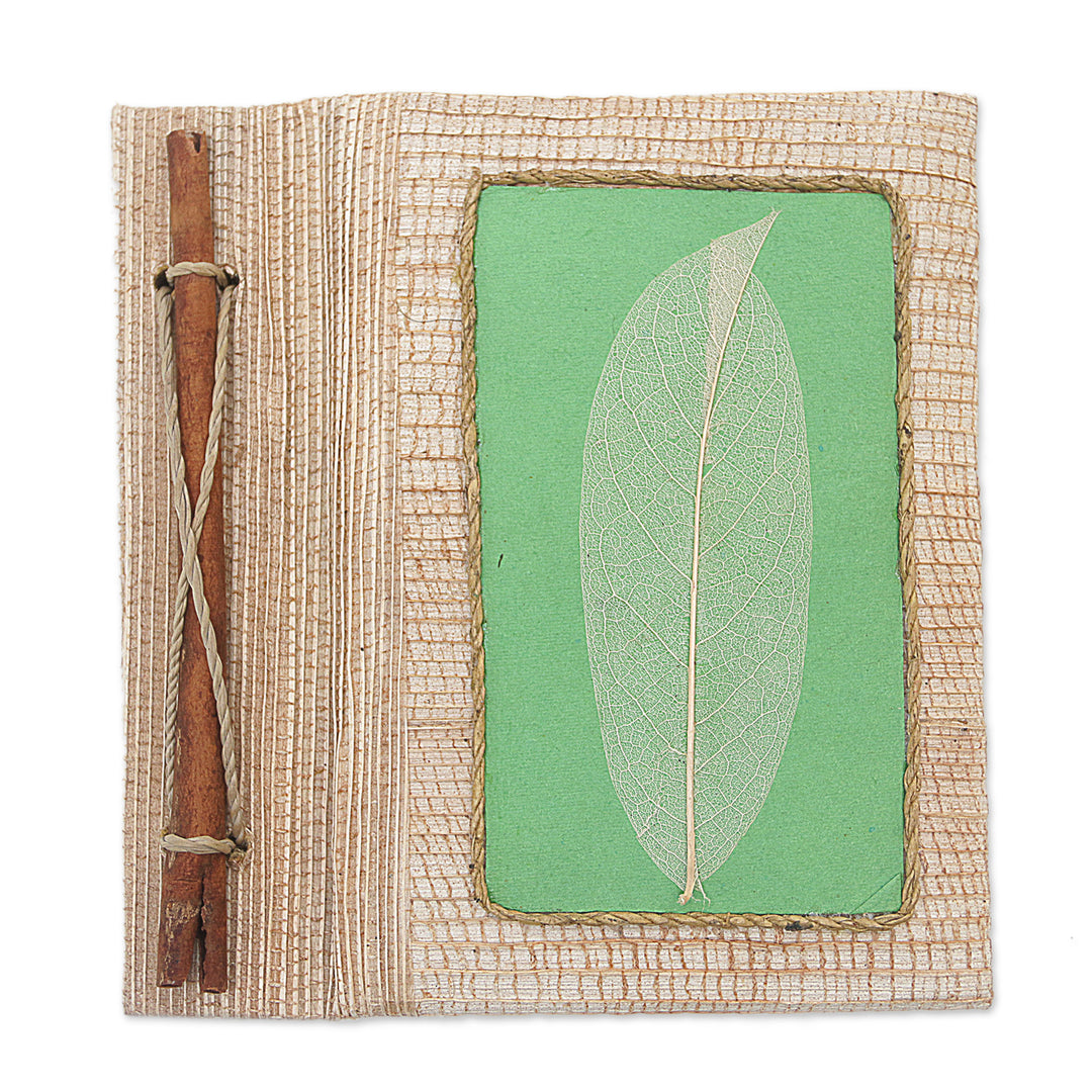 Handmade Eco-Friendly Natural Fiber Leaf Journal in Green - Green Leaf