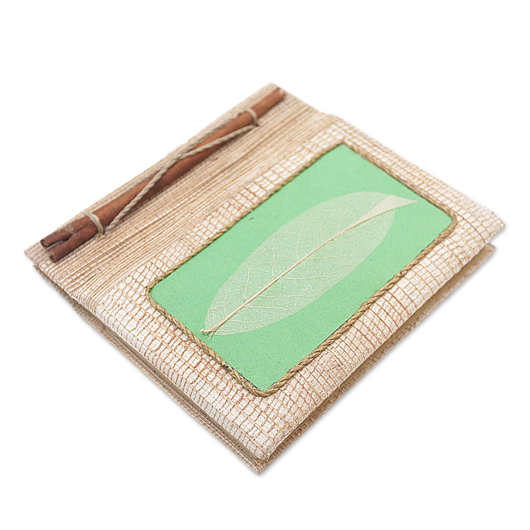 Handmade Eco-Friendly Natural Fiber Leaf Journal in Green - Green Leaf