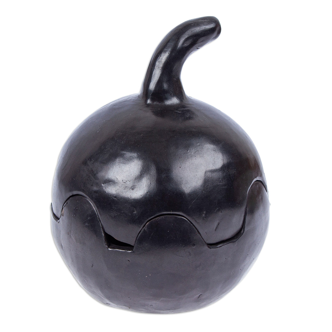 Mexican Barro Negro Pumpkin-Shaped Handmade Decorative Box - Pumpkin
