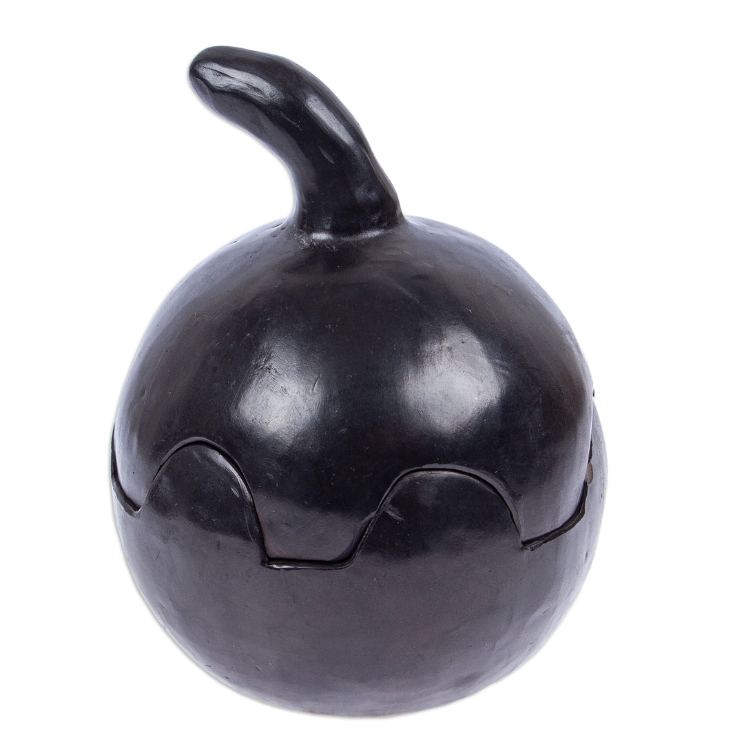 Mexican Barro Negro Pumpkin-Shaped Handmade Decorative Box - Pumpkin