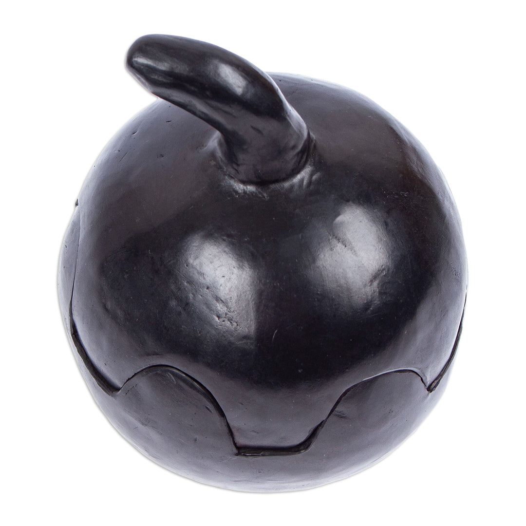 Mexican Barro Negro Pumpkin-Shaped Handmade Decorative Box - Pumpkin