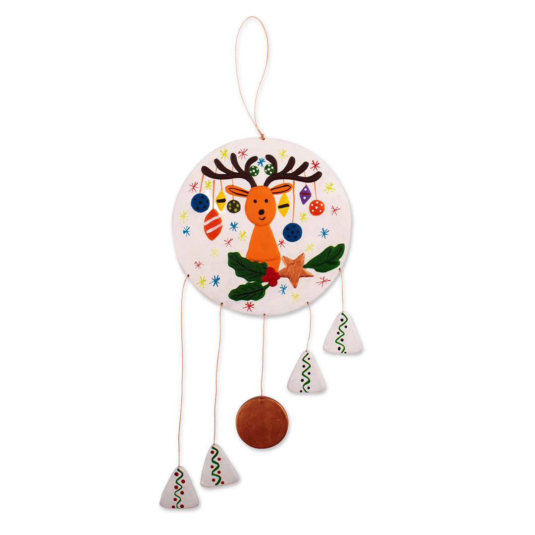 Christmas Reindeer Ceramic Wall Art Handcrafted in Peru - Dreamy Rudolph