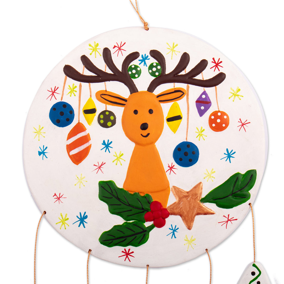 Christmas Reindeer Ceramic Wall Art Handcrafted in Peru - Dreamy Rudolph