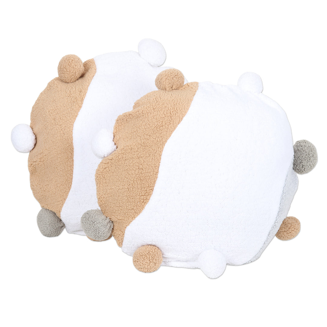 Pair of Cushion Covers with Pompoms and Zipper Opening - Merry Orbs